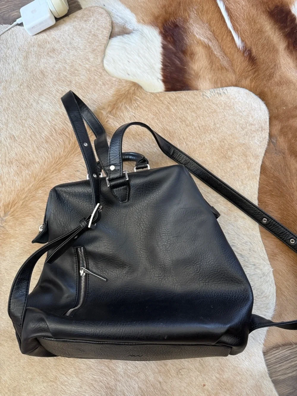 Matt & Nat Black Convertible Vegan Leather Backpack Tote Stylish Matt & Nat